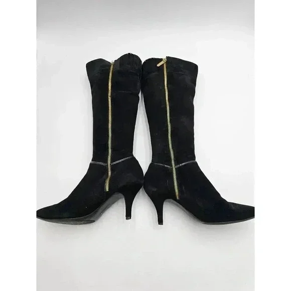 Ellen Tracy Women's Size 9.5 Black Zip Up Suede Heeled Boots - Picture 6 of 12